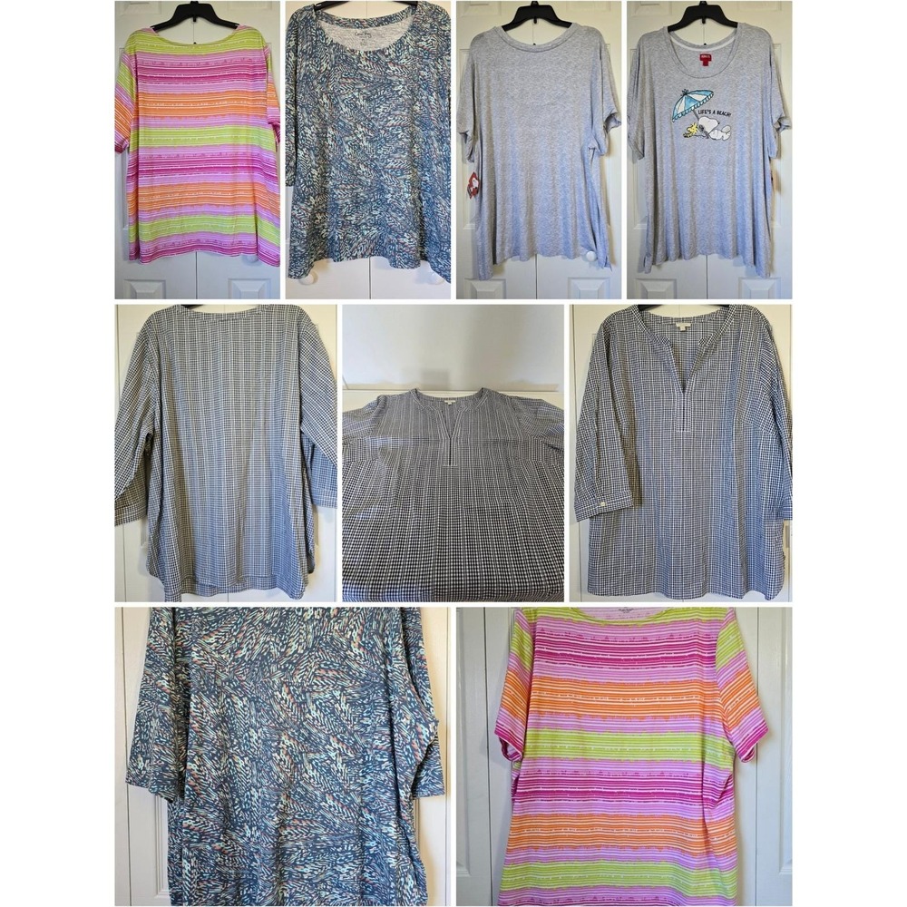 Lot 4 Womens Plus Size Tops 3X Snoopy Peanuts, Coral Bay, St Johns Bay, Gingham